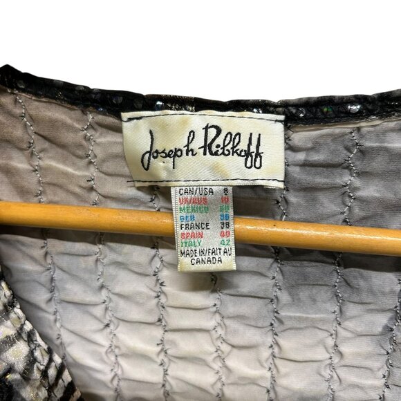 Joseph Ribkoff Smocked Animal Print Sequin Detailed Top Size 8 - Picture 4 of 4